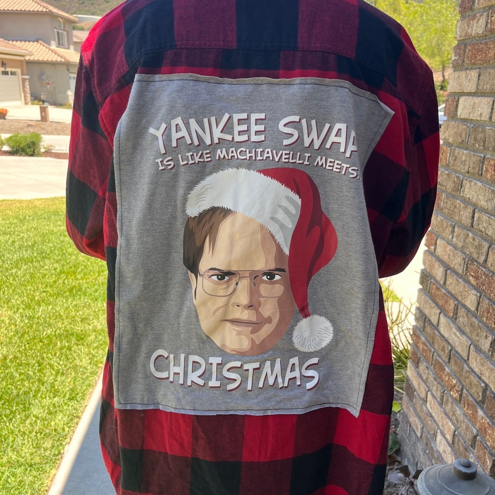 The Office Yankee Swap Christmas Upcycled Flannel Shirt Handmade Size